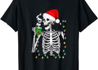 Christmas Skeleton Coffee Shirt Lover Funny Lights Skull T-Shirt