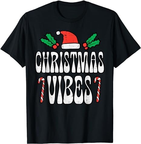 Christmas Vibes Retro Vintage Groovy Xmas Men Women Kids T-Shirt