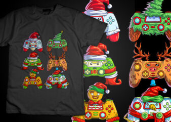 Christmas Video Game Controller Santa Hat Christmas Gamer TShirt Design