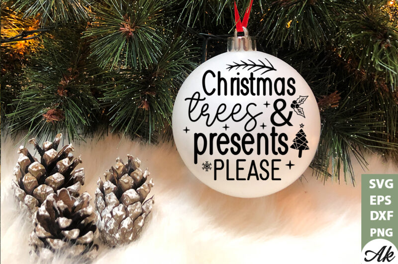 Christmas trees & presents please Round Sign SVG