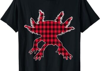 Classic Red & Black Christmas Buffalo Plaid Axolotl Funny T-Shirt