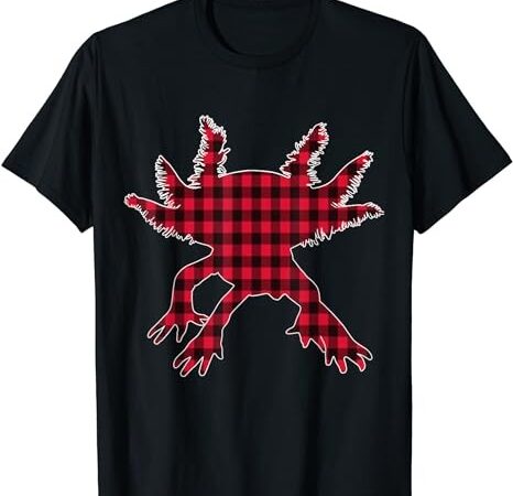 Classic red & black christmas buffalo plaid axolotl funny t-shirt