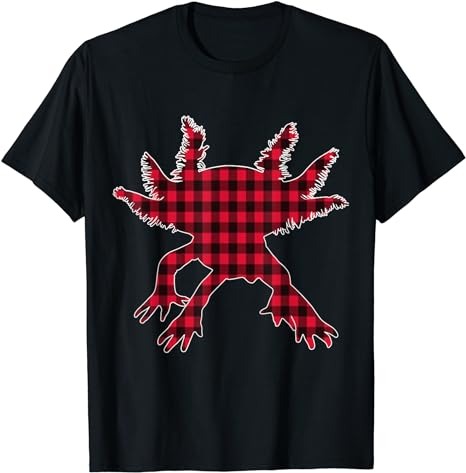 Classic Red & Black Christmas Buffalo Plaid Axolotl Funny T-Shirt