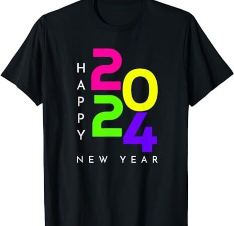 Colorful happy new year 2024 family matching christmas 2024 t-shirt
