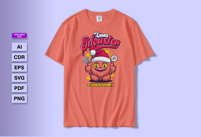 t-shirt vector Xmas Monster Illustration Designs Bundle