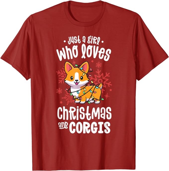 Corgi Christmas Just A Girl Who Loves Corgis Xmas Dog Lover T-Shirt