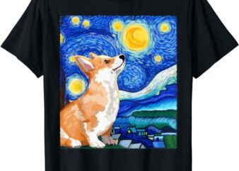 Corgi Dog, Dog Lover, Starry Night Dog, Corgi T-Shirt