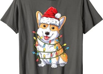 Corgi Santa Christmas Tree Lights Xmas T-Shirt png file