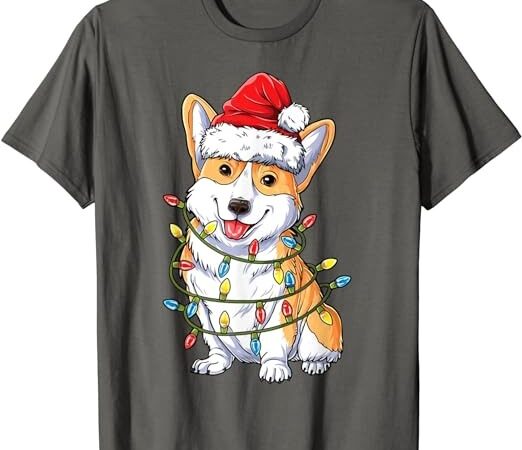 Corgi santa christmas tree lights xmas t-shirt png file