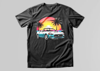 Sunset Car T-Shirt Design