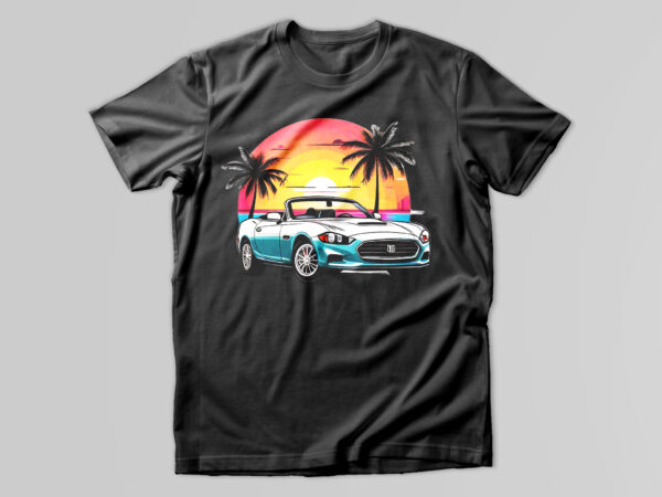 Sunset car t-shirt design