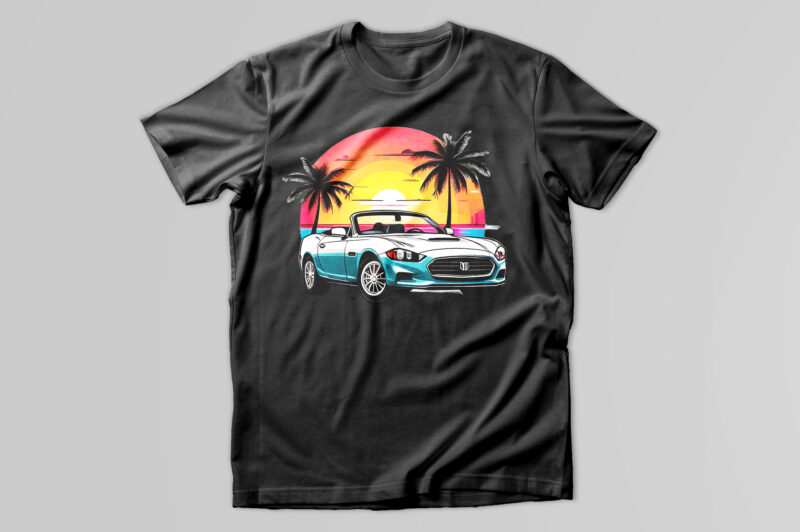 Sunset Car T-Shirt Design