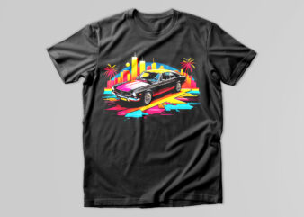 Sunset Car T-Shirt Design