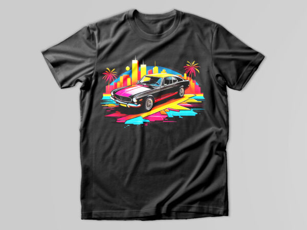 Sunset car t-shirt design