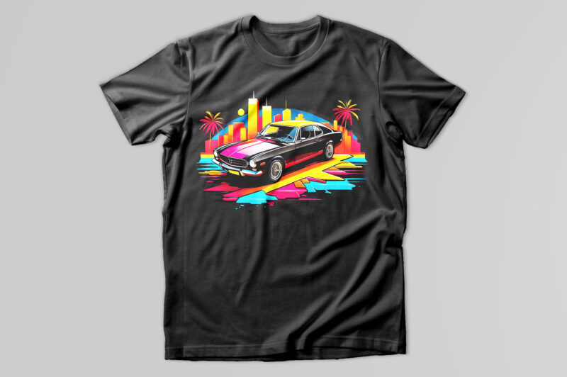 Sunset Car T-Shirt Design