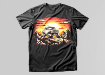 Sunset Car T-Shirt Design