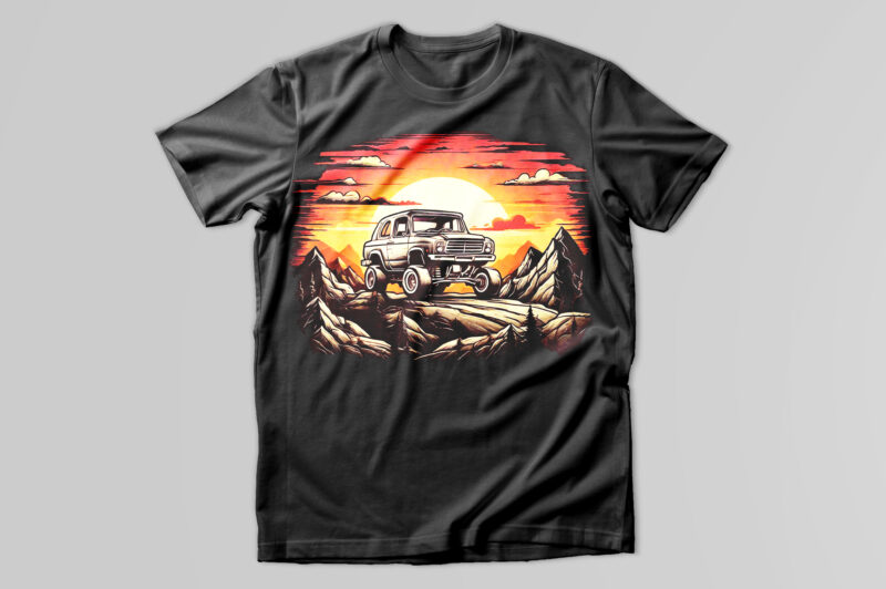 Sunset Car T-Shirt Design