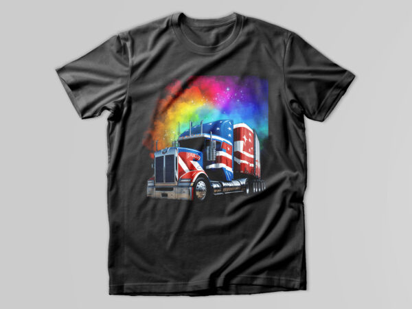Truck with american flag t shirt designs for sale