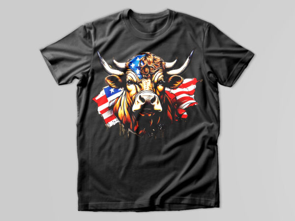 Bull head and american flag t-shirt design