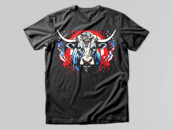 Bull head and american flag t-shirt design