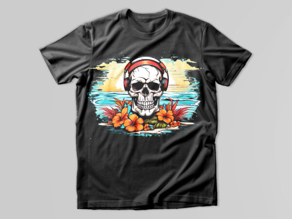 Musical skull t-shirt design