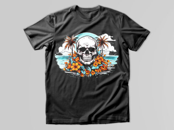 Skull in island t-shirt design