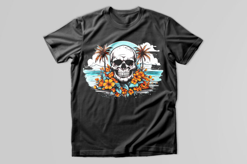 Skull In Island T-Shirt Design