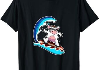 Cow-Abunga Farmer Agriculture Sea Ocean Surfing Cow T-Shirt