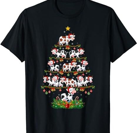 Cow christmas tree funny cow lover cow xmas t-shirt