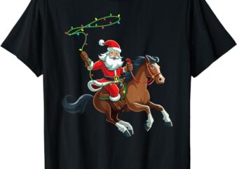 Cowboy Santa Riding A Horse Christmas Funny T-Shirt