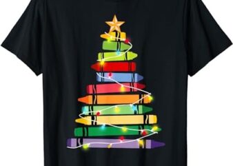 Crayon Christmas Tree Teacher Student Xmas Holiday Pajamas T-Shirt