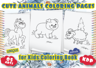 Cute Animals Coloring Page for Kids (KDP) t shirt vector file