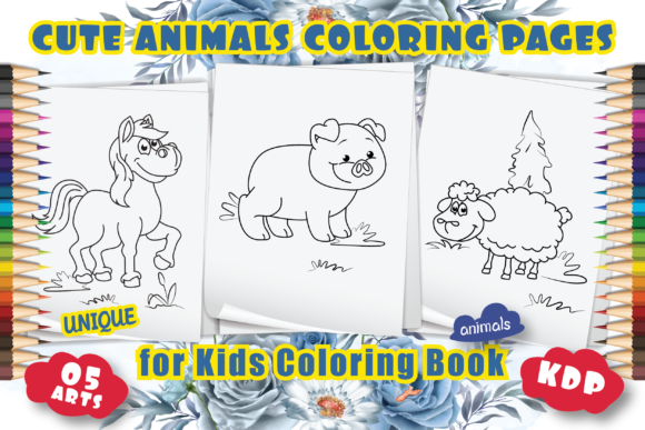 Cute animals coloring page for kids (kdp) t shirt vector file