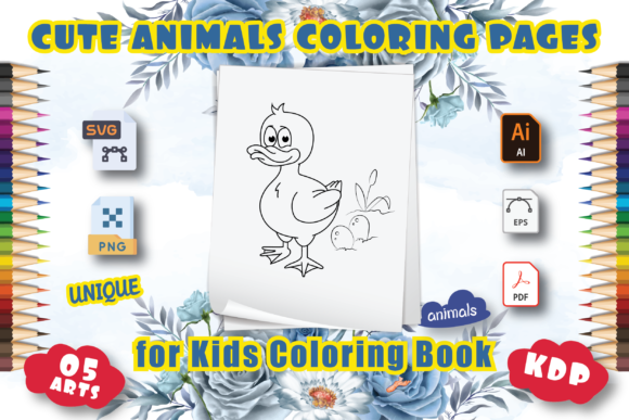Cute Animals Coloring Page for Kids (KDP)