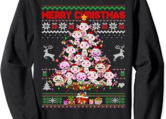 Cute Axolotl Christmas Tree Ugly Sweater Kids Men Women Sweatshirt