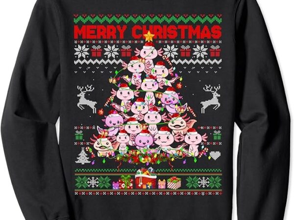 Cute axolotl christmas tree ugly sweater kids men women sweatshirt