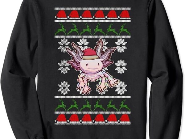 Cute axolotl ugly sweater christmas lights santa hat kawaii sweatshirt 1