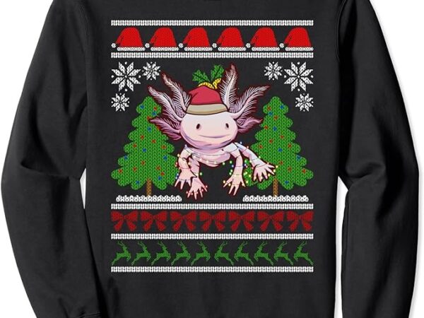 Cute axolotl ugly sweater christmas lights santa hat kawaii sweatshirt 2