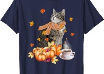 Cute Cat & Pumpkin Spice Funny Cat Lover Fall Thanksgiving T-Shirt