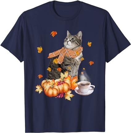 Cute cat & pumpkin spice funny cat lover fall thanksgiving t-shirt