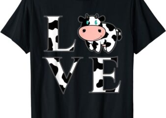 Cute Cow Print I Love Cows Funny Farming Gift Men Women Kids T-Shirt
