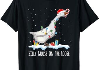 Cute Funny Santa Duck Silly Goose On The Loose Christmas T-Shirt