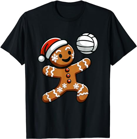 Cute Gingerbread Man Volleyball Christmas Kid Boys T-Shirt