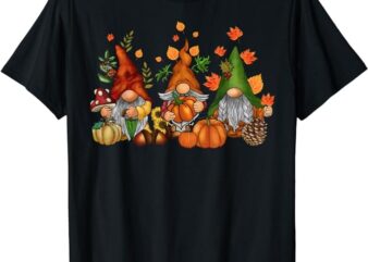 Cute Gnomes Fall Happy Thanksgiving Pumpkin Spice Leaves T-Shirt