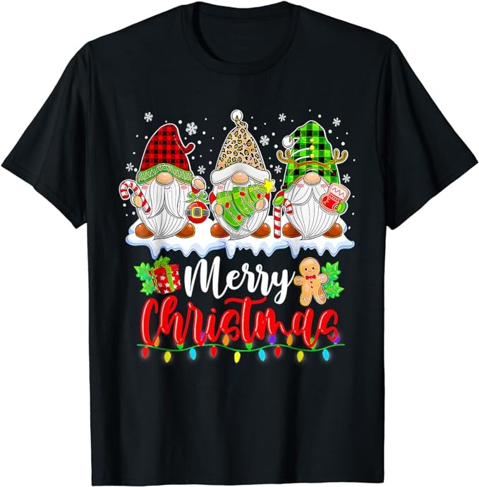 Cute Gnomes Merry Christmas Light Family Gnome Xmas Matching T-Shirt png file