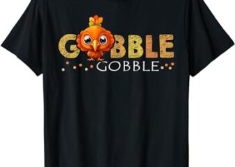 Cute Gobble Gobble Turkey Pilgrim Little Boys Thanksgiving T-Shirt PNG File