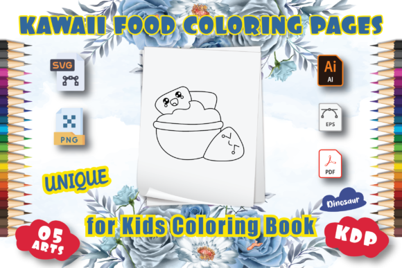 Cute Kawaii Food Coloring Book for Kids