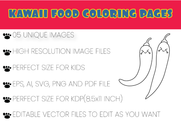 Cute Kawaii Food Coloring Book for Kids