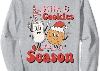 Cute Milk And Cookies Tis Season Santa Claus Kids Christmas Sweatshirt