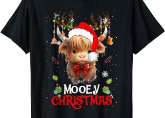 Cute Santa Cows Mooey Christmas Heifer Highland Cow Apparel T-Shirt